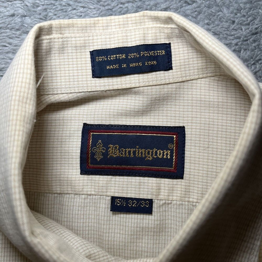 Barrington Mens Shirt Size 15.5 (32/33) Button Up Long Sleeve White Brown Shirt - Picture 3 of 16